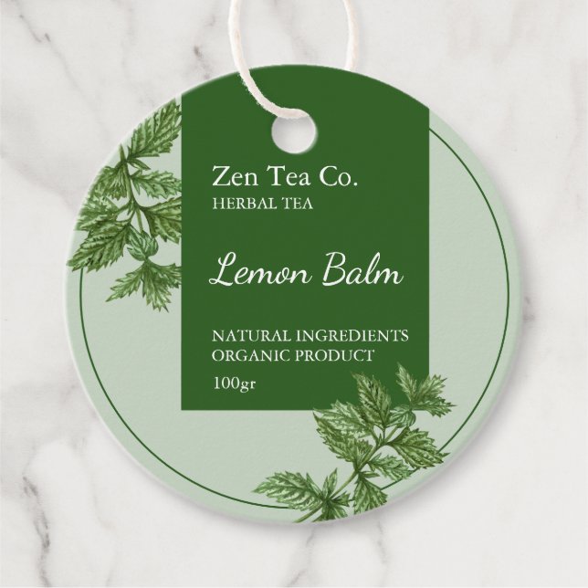 Lemon Balm Herbal Tea Business Tag (Front)