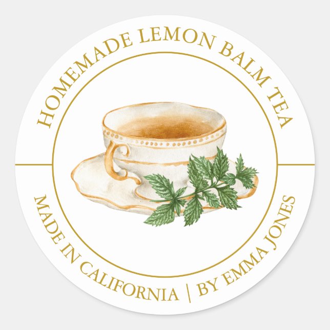 Lemon Balm Tea Modern label (Front)