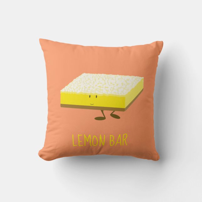 Lemon Bar Cartoon Character Throw Pillow (Front)