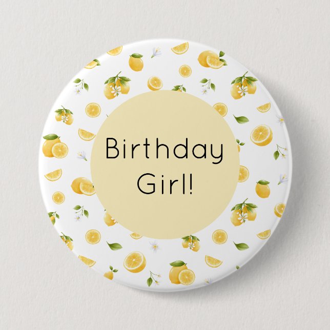 Lemon Birthday 3 Inch Round Button (Front)