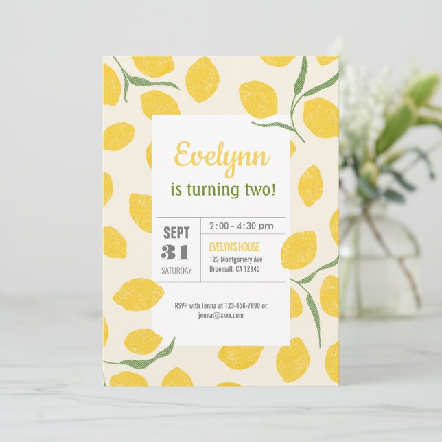 Lemon Birthday Invitation (Standing Front)