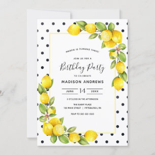Lemon Birthday Invitation