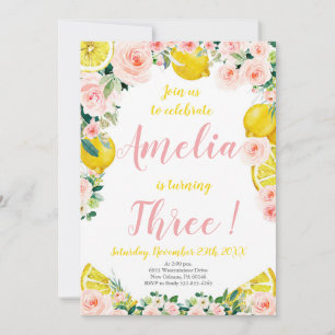 lemon Birthday Invitation, 3rd Birthday Invitation