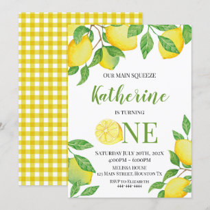 Lemon Birthday Invitation Personalized info