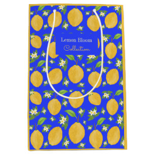 Lemon Bloom Collection patterned blue Medium Gift Bag