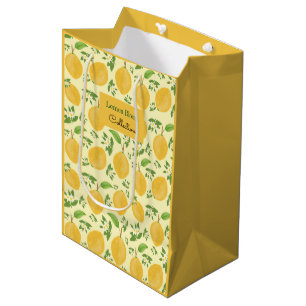 Lemon Bloom Collection patterned yellow Medium Gift Bag