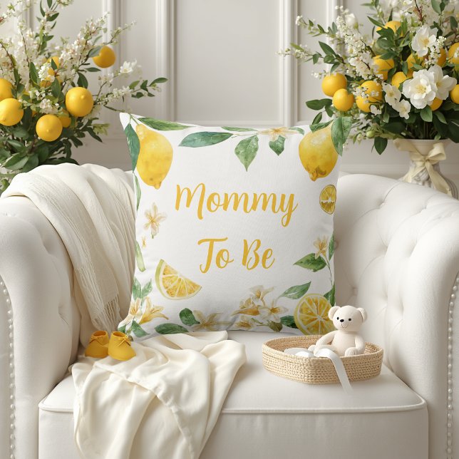 Lemon Blossom Baby Shower Keepsake Decor Throw Pillow (Creator Uploaded)