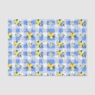 Lemon Blossom Blue Gingham Tissue Paper