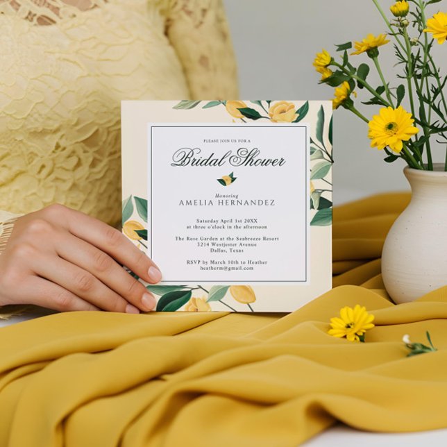 Lemon Blossom Floral Tree Elegant Bridal Shower Invitation (Lemon Blossom Floral Tree Elegant Bridal Shower Invitation)