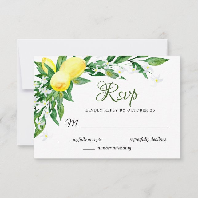 Lemon Blossom Greenery RSVP Card (Front)