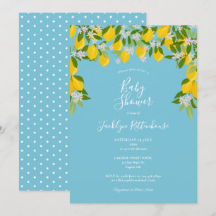 Lemon Blossom Greenery Watercolour Baby Shower Invitation