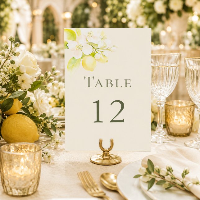 Lemon Blossom Ivory Garden Wedding Table Number (Lemon Blossom Ivory Garden Wedding Table Number)