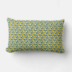 Lemon Blossom Pattern Fresh Citrus & Floral Summe Lumbar Pillow