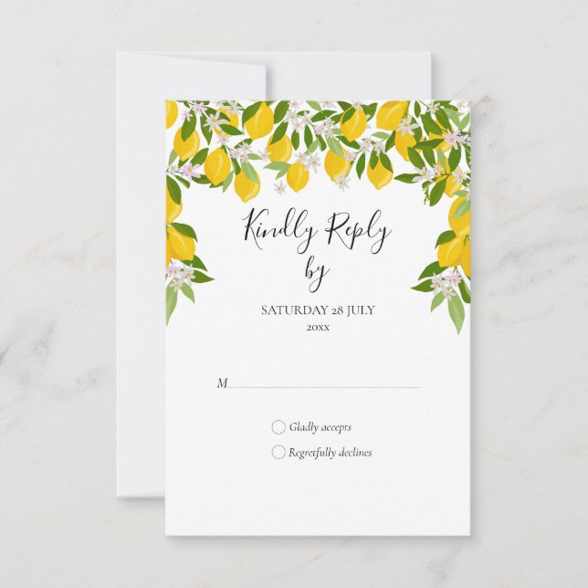 Lemon Blosssom Greenery RSVP Card (Front)