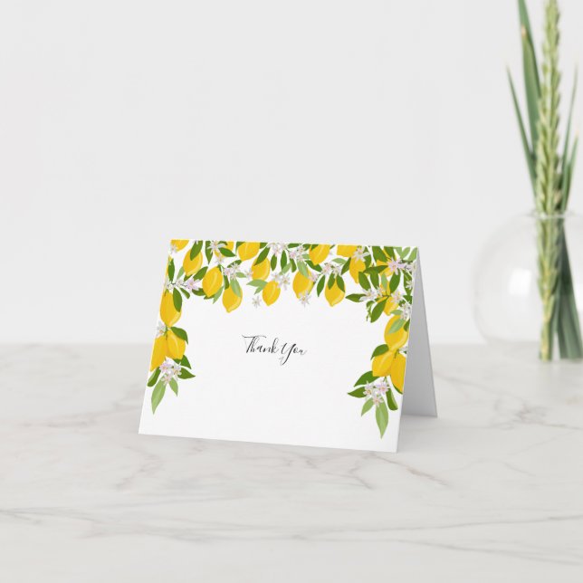 Lemon Blosssom Greenery Thank You Card (Front)