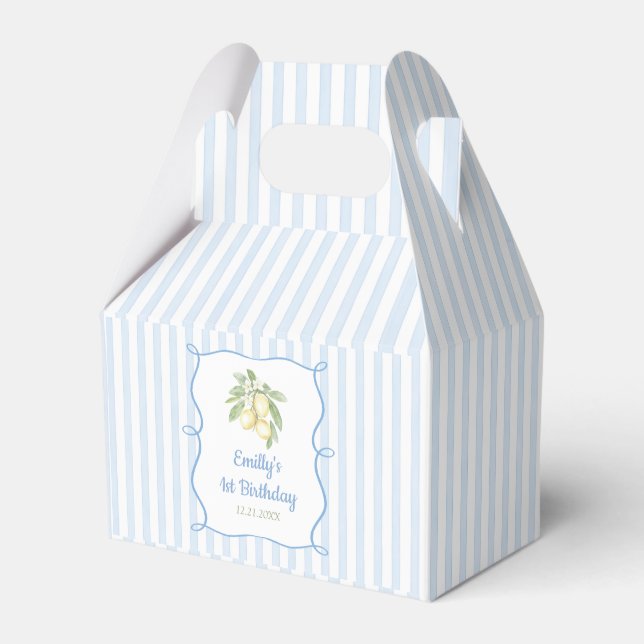 Lemon Blue Birthday Favor Box (Front Side)