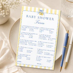 Lemon Blue Bow Baby Shower Nursery Rhyme Game