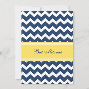 Lemon Blue Chevron Bat Mitzvah Invitations