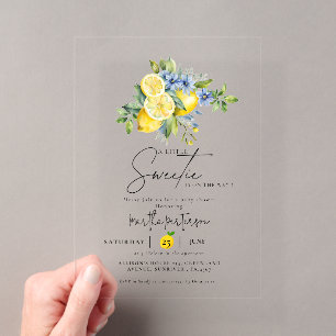 Lemon Blue Citrus Fruit Summer Baby Shower Acrylic Invitations