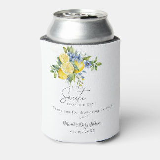 Lemon  Blue Citrus Fruit Summer Baby Shower Can Cooler