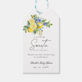 Lemon  Blue Citrus Fruit Summer Baby Shower Gift Tags