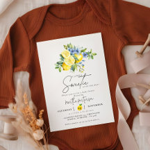 Lemon  Blue Citrus Fruit Summer Baby Shower