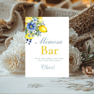 Lemon Blue Floral Citrus Mimosa Bar  Sign