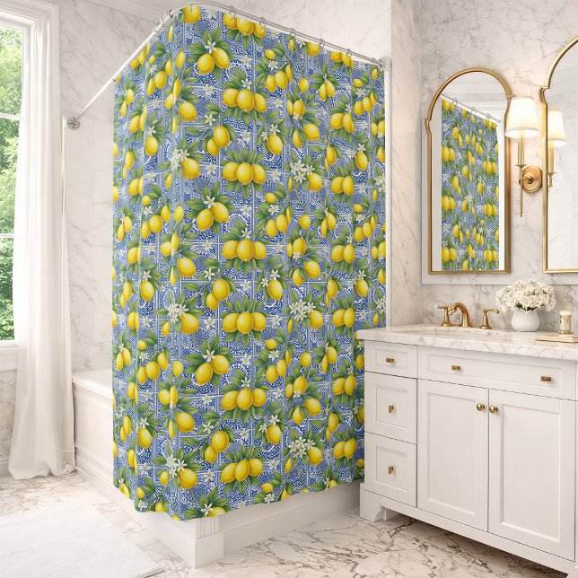 Lemon Blue French Country Watercolor Tile  (Creator Uploaded)