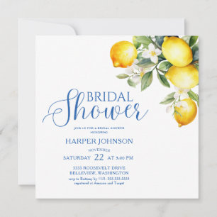 Lemon Blue Italian Theme Bridal Shower Invitation