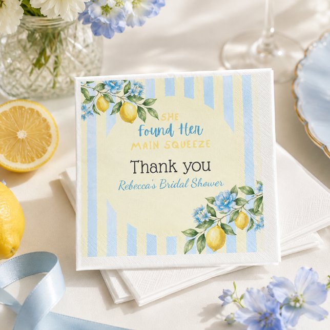 Lemon Blue Main Squeeze Bridal Shower Napkin (Creator Uploaded)