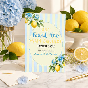 Lemon Blue Main Squeeze Bridal Shower Thank You Card