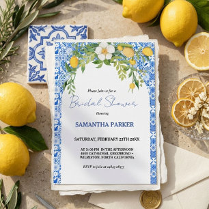  Lemon Blue Mediterranean Italian Bridal Shower Invitation