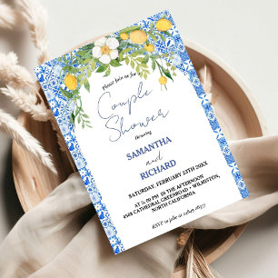  Lemon Blue Mediterranean Italian Couple Shower Invitation