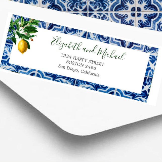 Lemon Blue White Tile Elegant Modern Chic Wedding (Creator Uploaded)