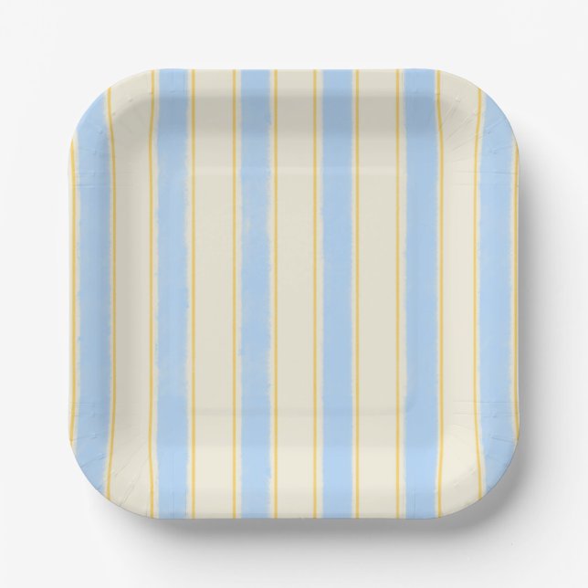 Lemon, Blueberries and Cream Party Supplies Paper Plate (Front)