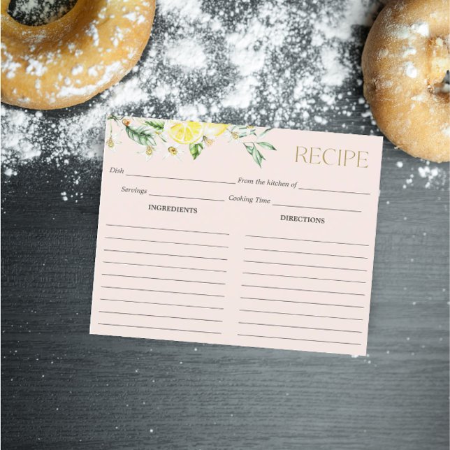 Lemon Blush Main Squeeze Bridal Shower Recipe Card (Creator Uploaded)