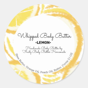 Lemon Body Butter Bath Branding Packaging Classic Round Sticker