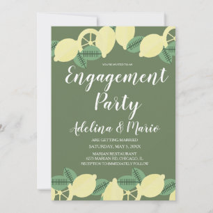 Lemon Boho Greenery Modern Engagement Party Invitation