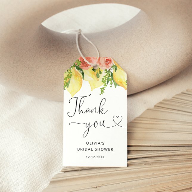 Lemon Botanical Bridal Shower Thank you Favour Tag (Creator Uploaded)
