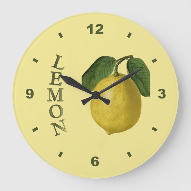 Lemon~Botanical Clock~Kitchen~Any Colour Large Clock (Front)