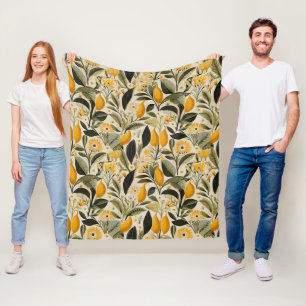 Lemon Botanical Grove Fleece Blanket
