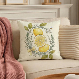 Lemon Botanical Herb Garden Throw Pillow