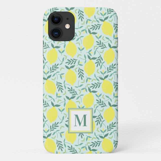 Lemon botanical monogram pattern Case-Mate iPhone  Case-Mate iPhone Case (Back)