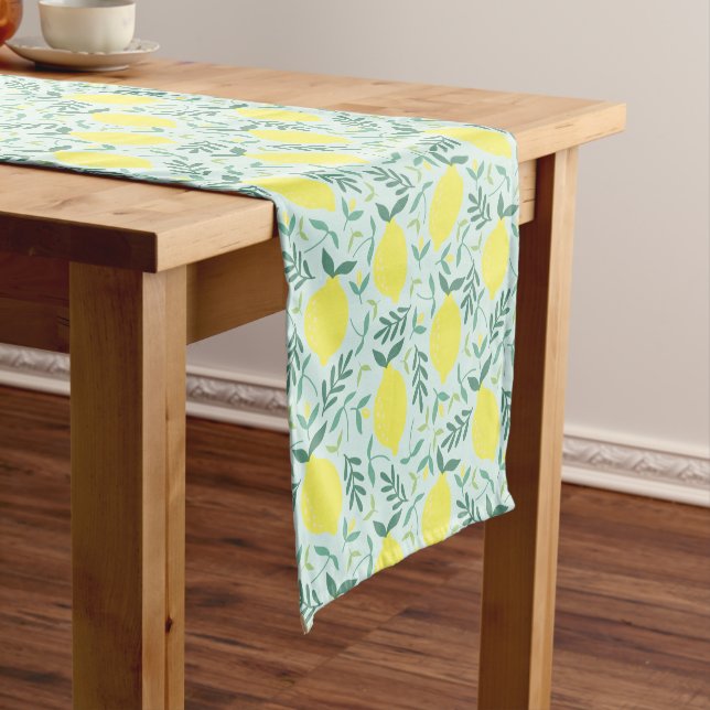 Lemon botanical pattern short table runner (In Situ)