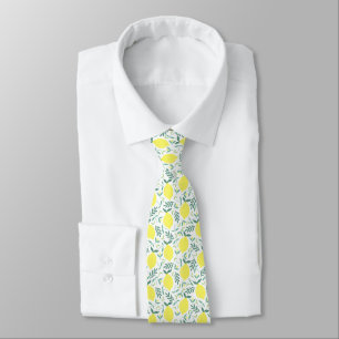 Lemon botanical pattern tie