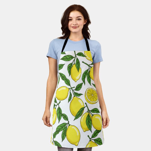 Lemon Botanical Seamless – Hand Drawn Apron (Worn)