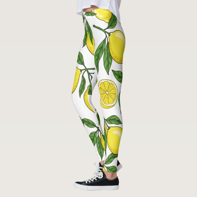 Lemon Botanical Seamless – Hand Drawn Leggings (Left)