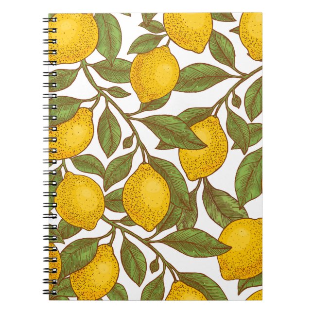 Lemon botanical seamless pattern notebook (Front)