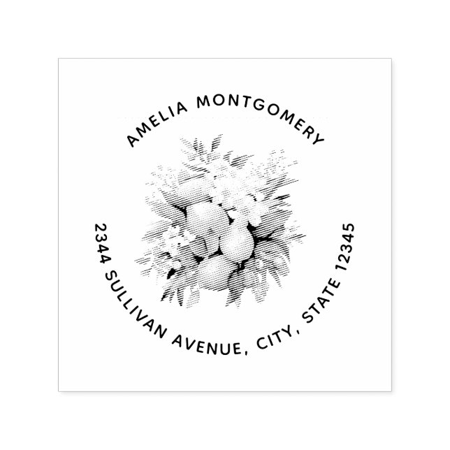 Lemon Bouquet with Pretty Blossoms Address Self-inking Stamp (Design)