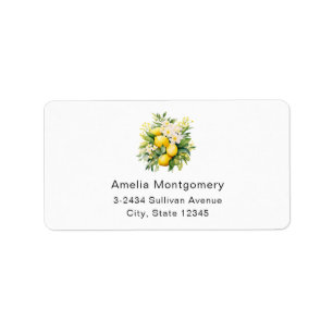 Lemon Bouquet with White Blossoms Address Label